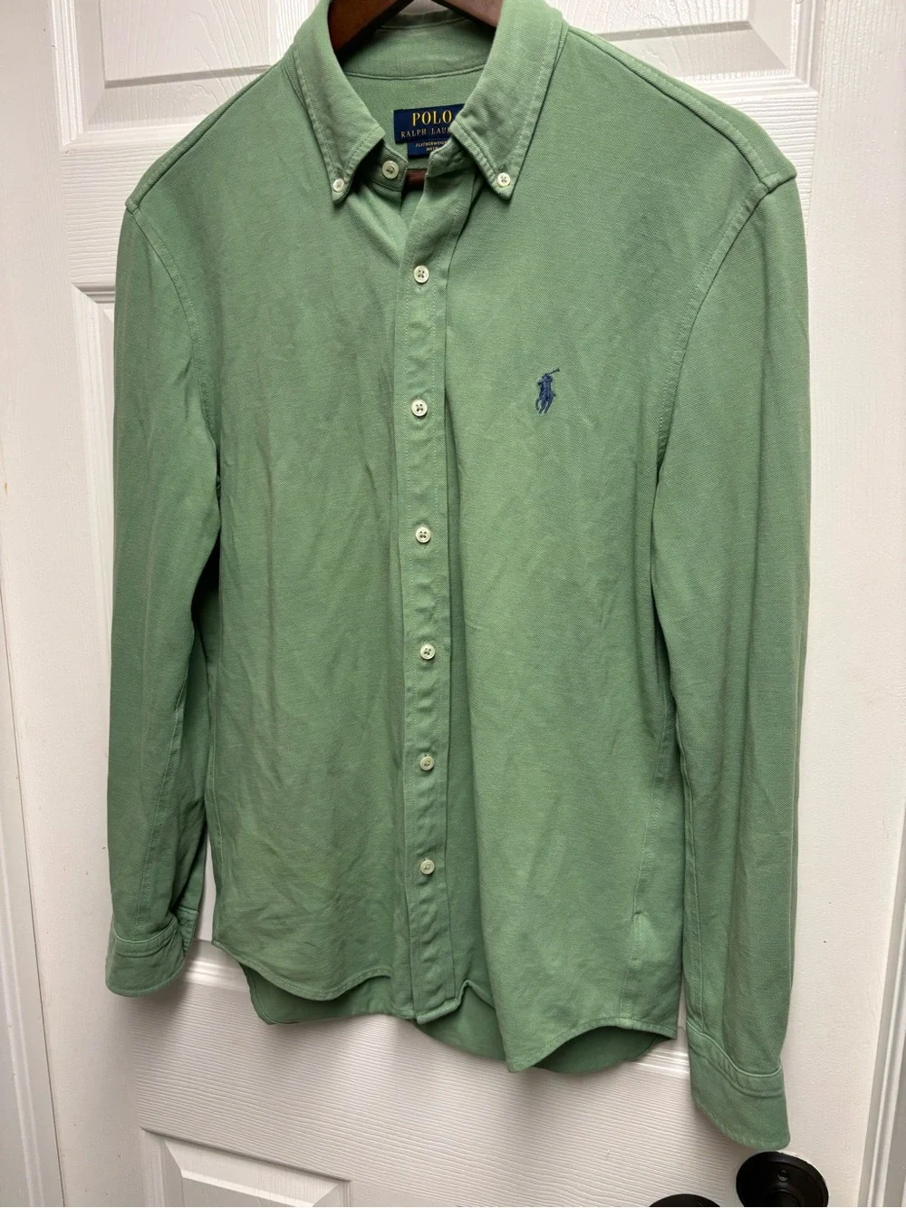 Polo Ralph Lauren Men's Long Sleeve Featherweight Mesh Button Down Shirt Green